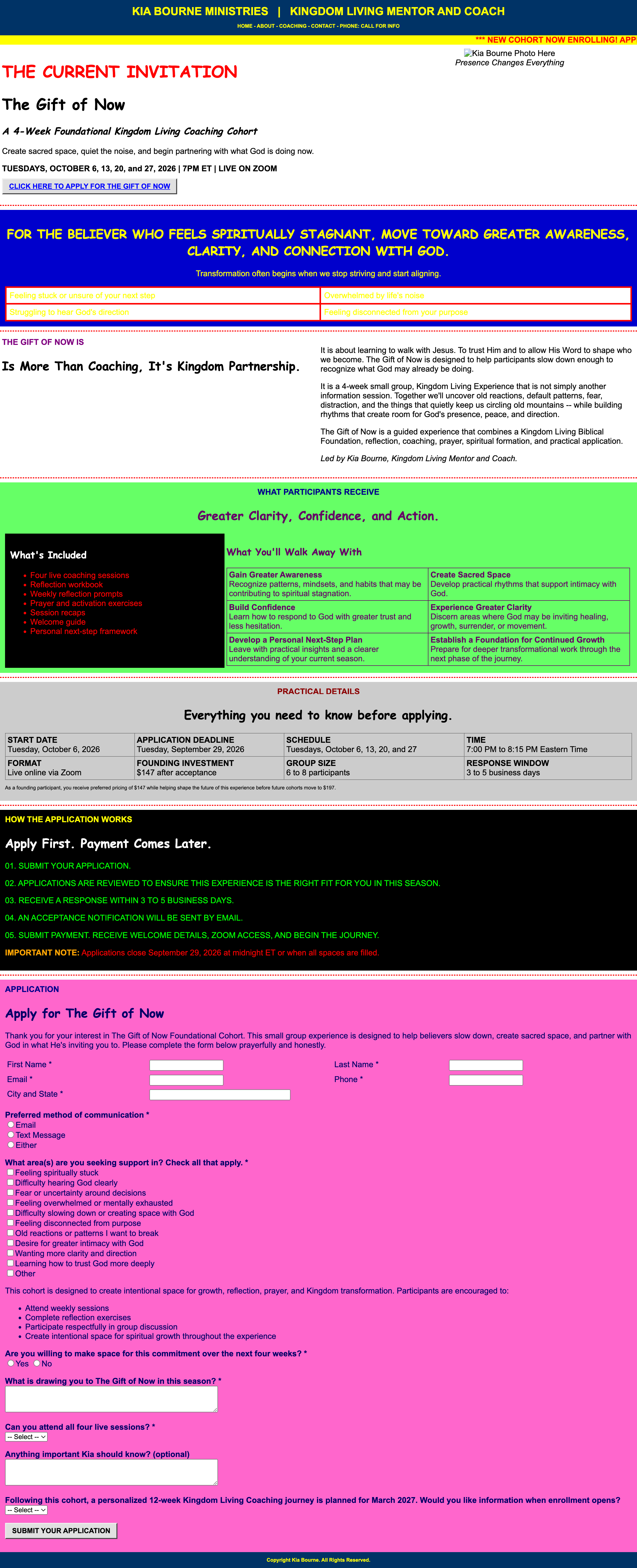 Kia Bourne website before redesign